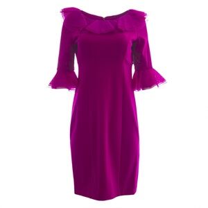 Nue by Shani Fuchsia 3/4 Sleeve BodyCon Midi  Dress w/body Compression  US10 NWT